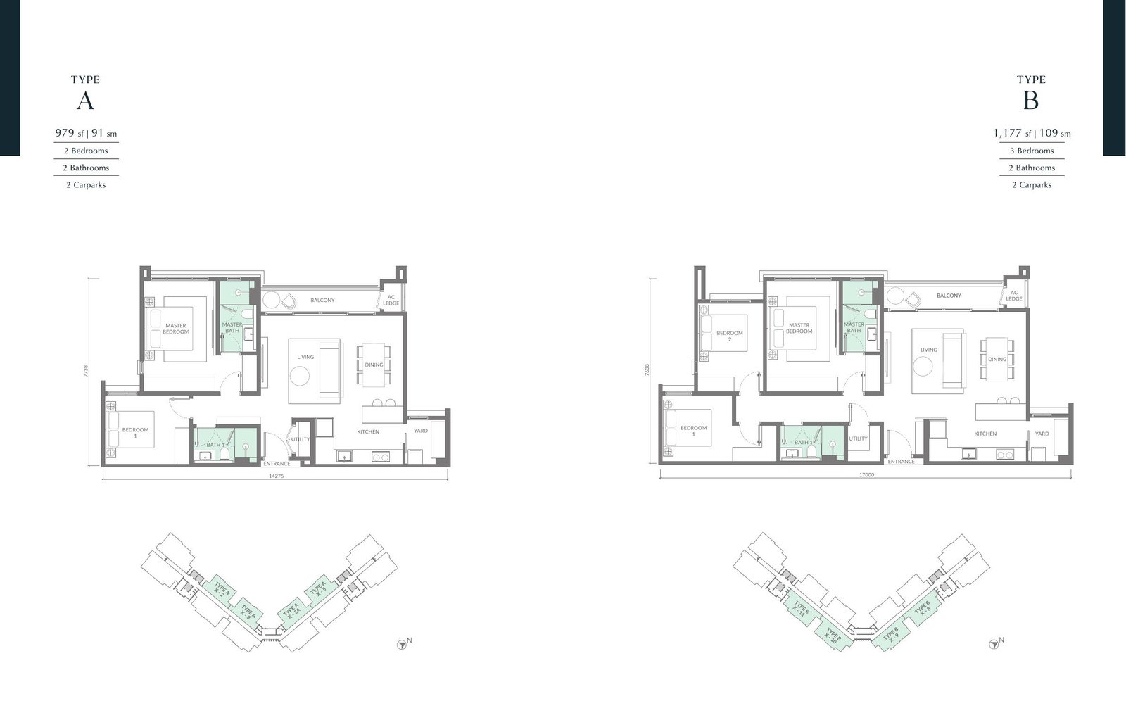 Maris Types A and B floor plans