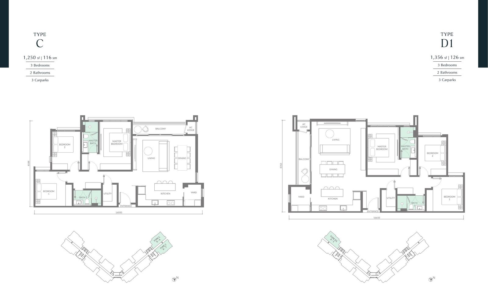 Maris Types C and D1 floor plans