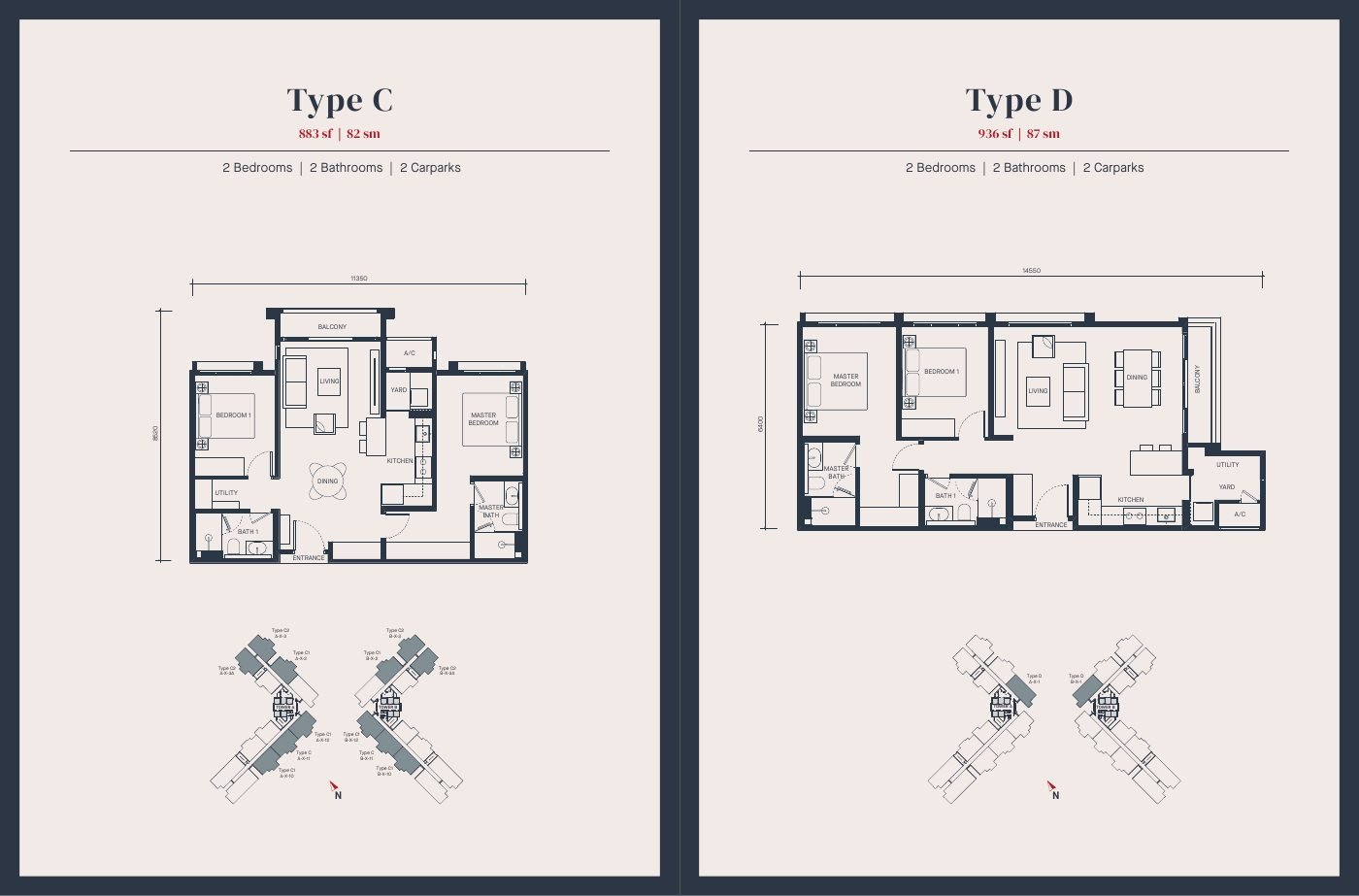AVÉA Type C and D brochure floor plans
