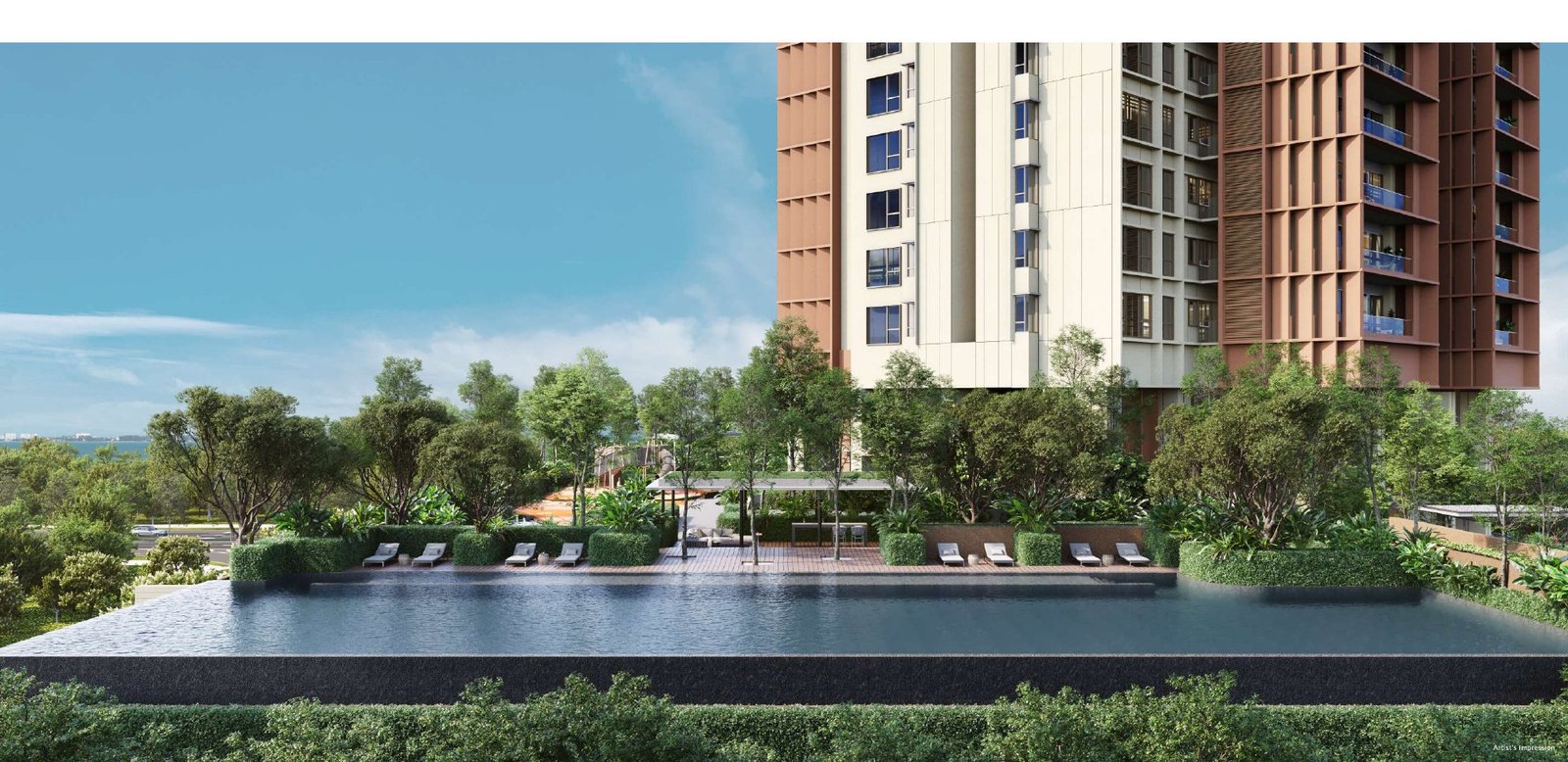 Artist's impression of The Lume pool and landscaped facilities